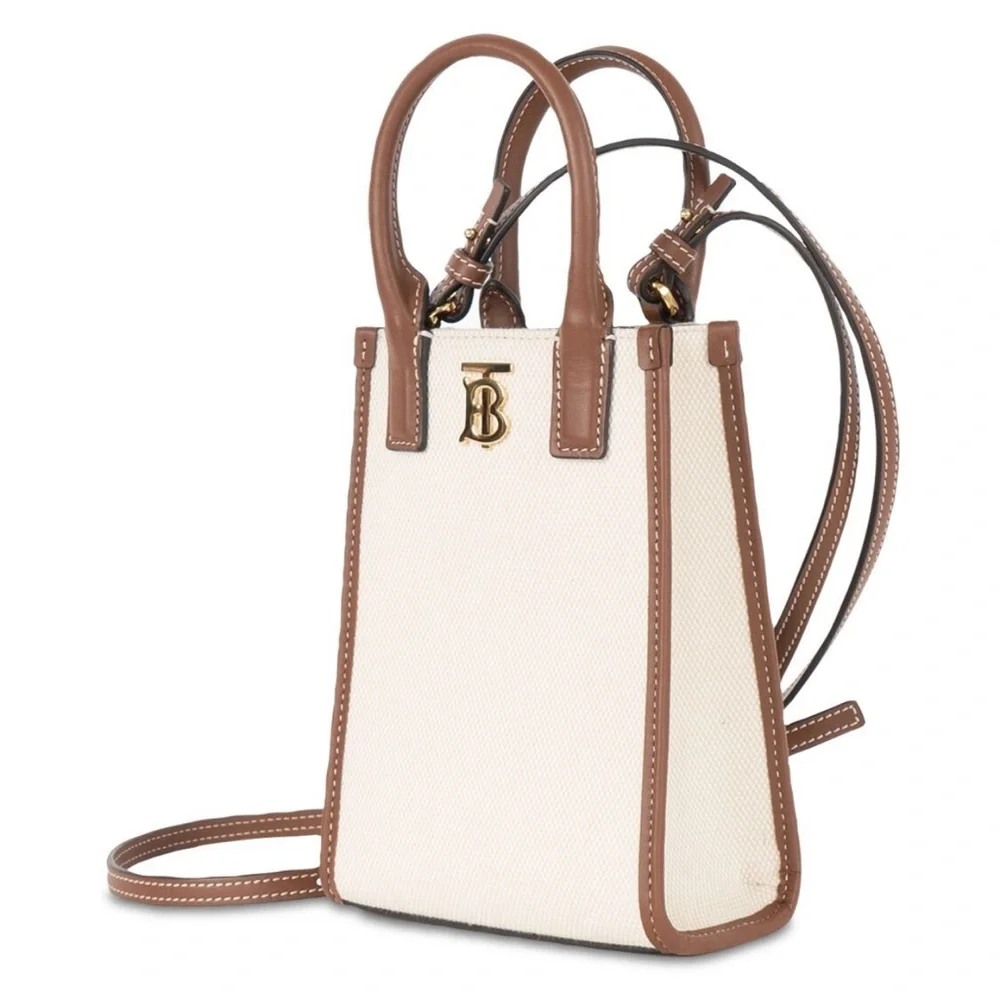 Burberry TB leather canvas phone tote - Picture 1 of 11
